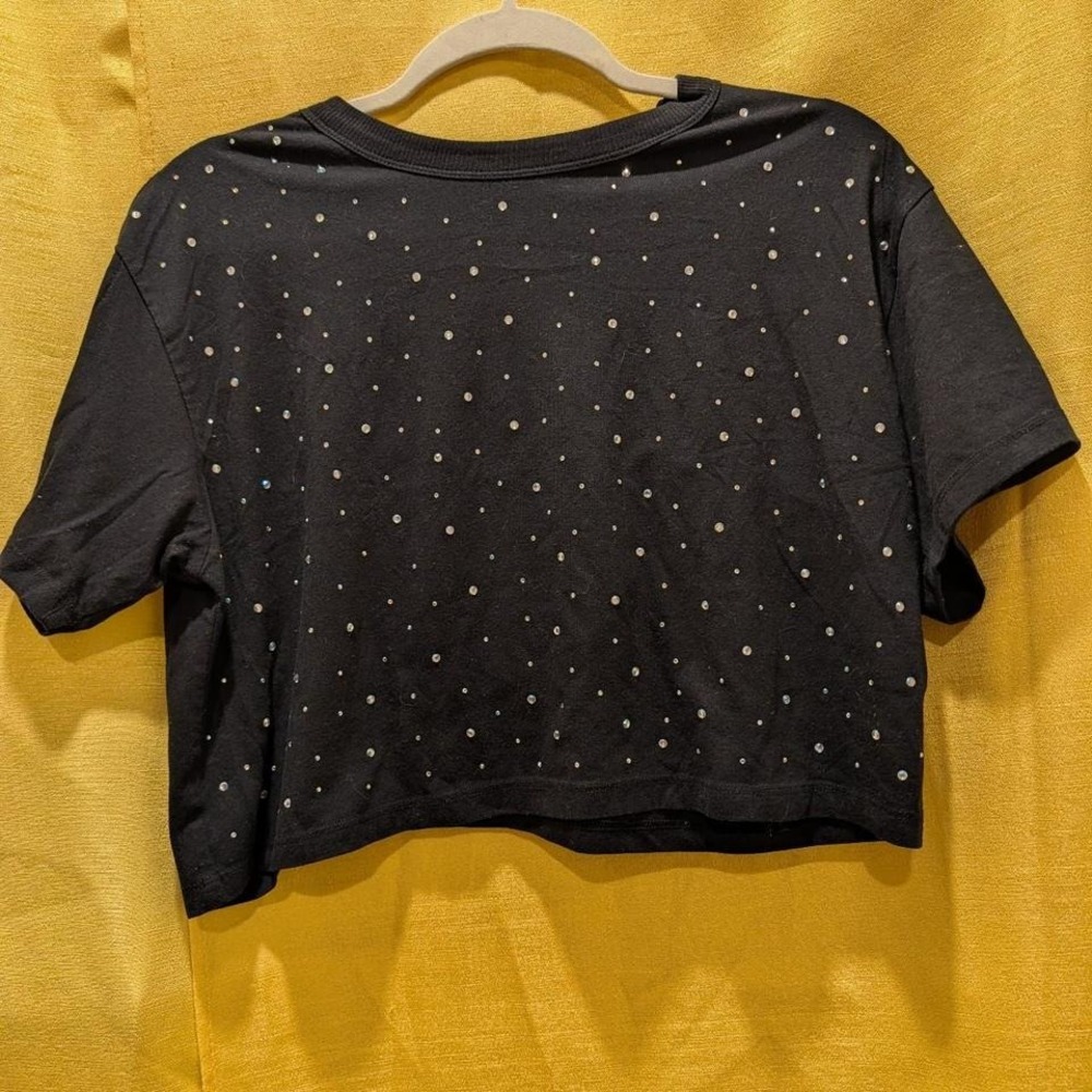 Black cropped top with silver sequins